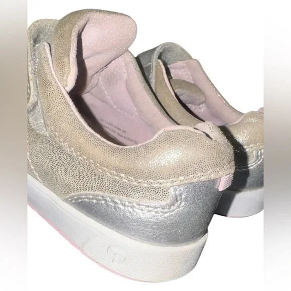 PEDIPED Dani Silver leather sneakers no tie girl’s tennis shoes size 33 1.5 2 - Picture 9 of 17